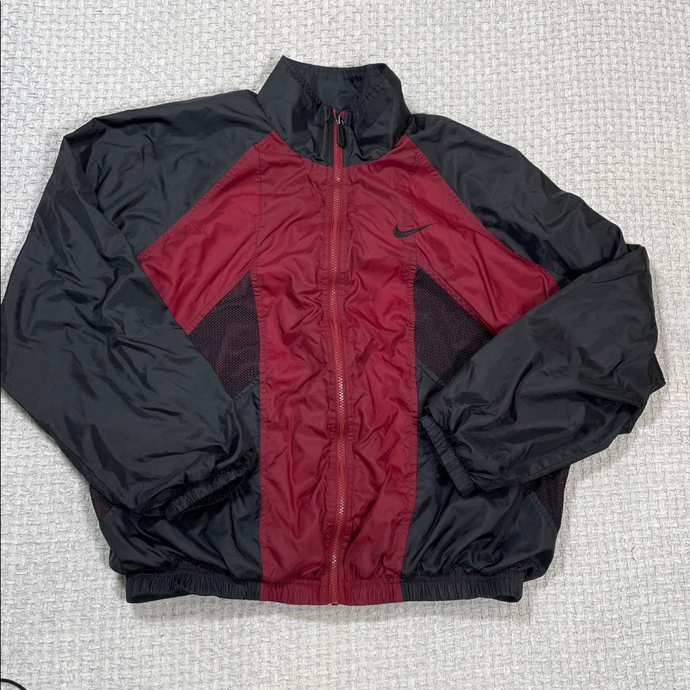 Vintage 90’s Nike Jacket Red Black Colorblock Windbreaker Swoosh Mens Sz Large - Picture 6 of 14